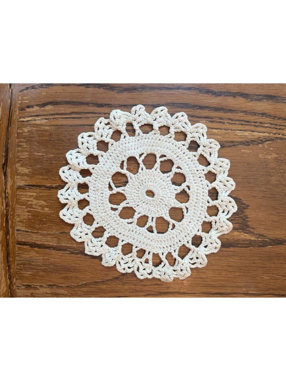 Handmade Vintage Crochet Lace Doily 7 Inches Round Cream Color Intricate Design